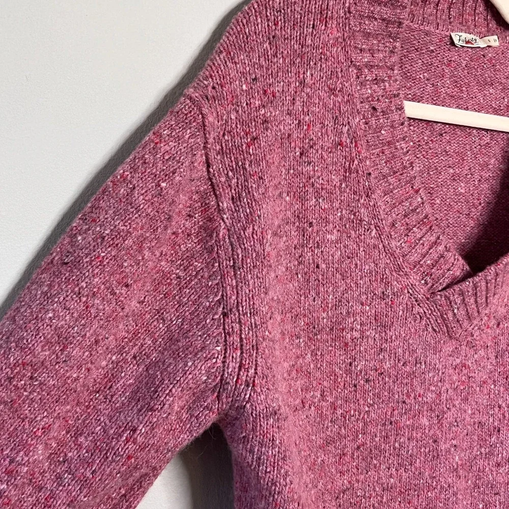 Faherty Driftwood Donegal Merino Wool Blend Sweater Oversized S Pink V-Neck Soft